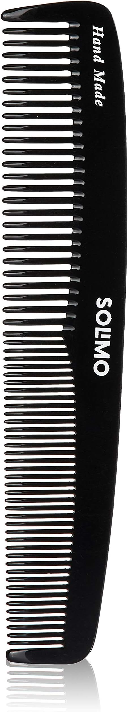 Amazon Brand - Solimo Handmade Black Curved Fine-Tooth Comb, 19 cm x 4 cm