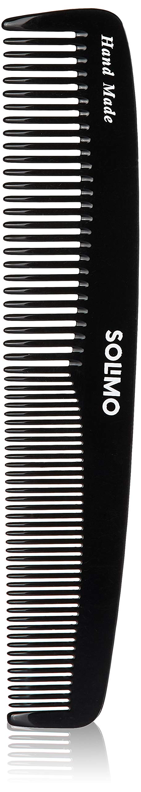 Amazon Brand - Solimo Handmade Black Curved Fine-Tooth Comb, 23 cm x 7 cm