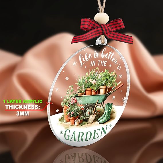 Gardening Ornament - Gardening Ornaments for Christmas Tree - Gardening Christmas Ornament and Decors Gifts for Gardeners, Lovers, Farmers - 2-Layer Wood Acrylic Xmas Ornaments 2025