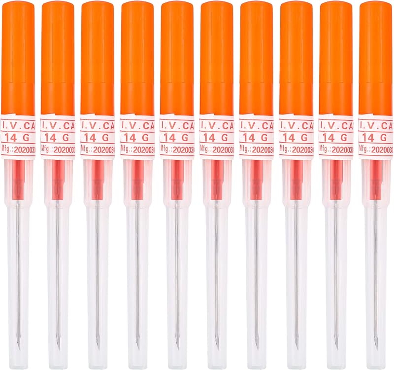 Agulhas para piercing DOWEI com cateter 14G, aço inoxidável 316L, 10 unidades