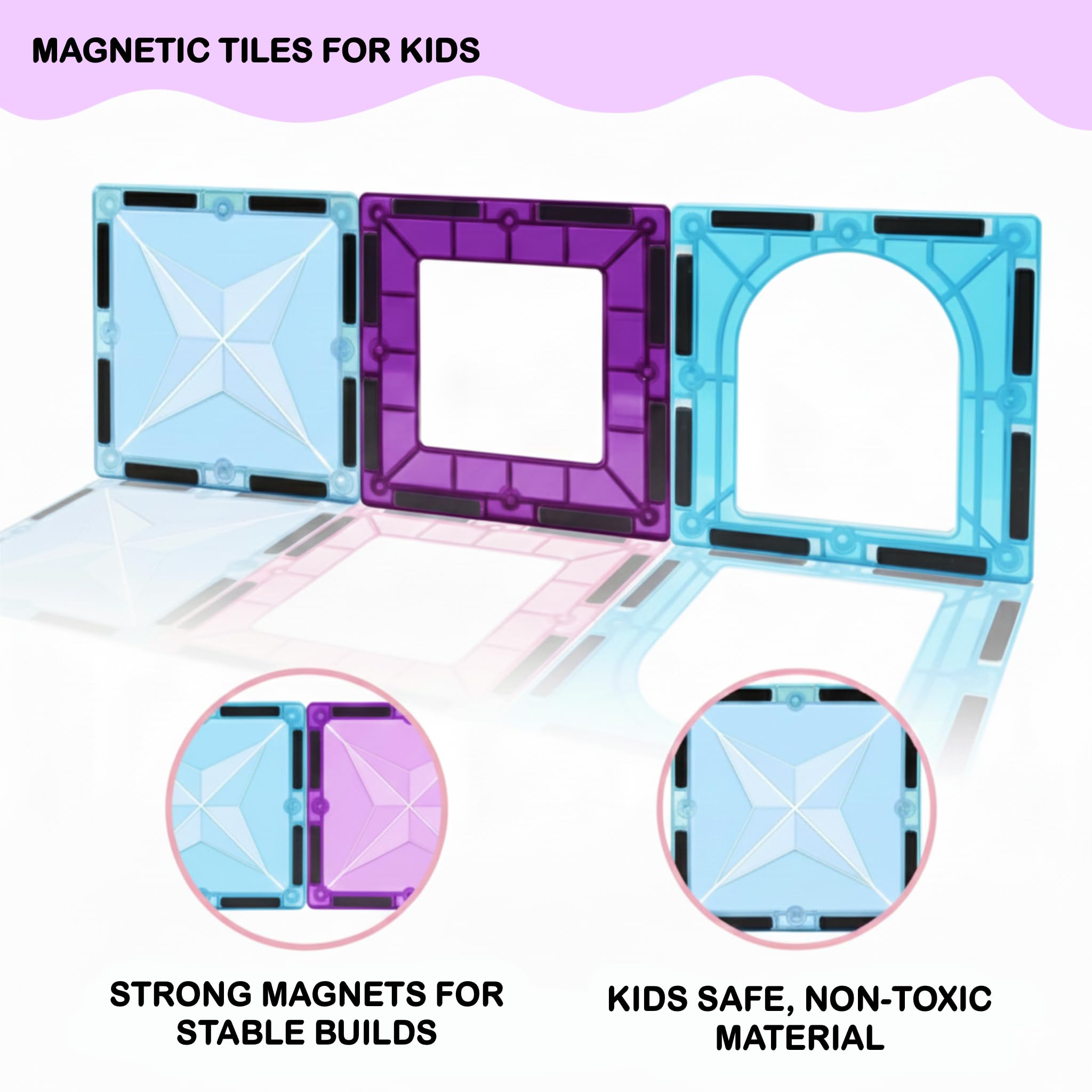 SNAPTRON Magnetic Blocks for Kids Tiles -104Pieces Set Gifts for Girls, Boys, Magnetic Blocks for Kids 3+ Years, 4 5 6 7 8 9 10/ Constructing & Learning Builder Educational Magnatiles Game 3