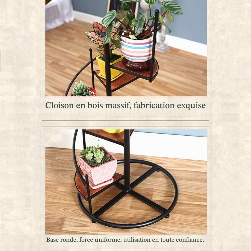 Étagère Pot de Fleur Escalier Colimaçon Métal Fer Noir, 8 Couches