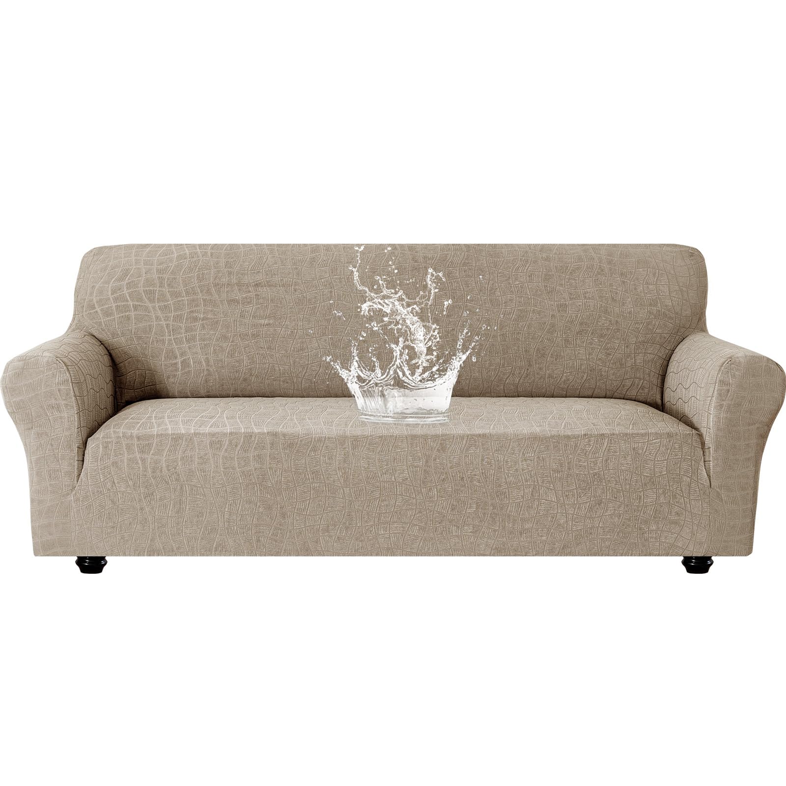 Ystyle Funda Sofa Impermeable 4 Plazas, Ajustables Fundas Sofa Elasticas, Universales Cubre Sofas Antiarañazos Gatos, Couch Cover Antideslizante Antimanchas, con Reposabrazos, Caqui Global Recycled Standard Global Recycled Standard Global Recycled Standard