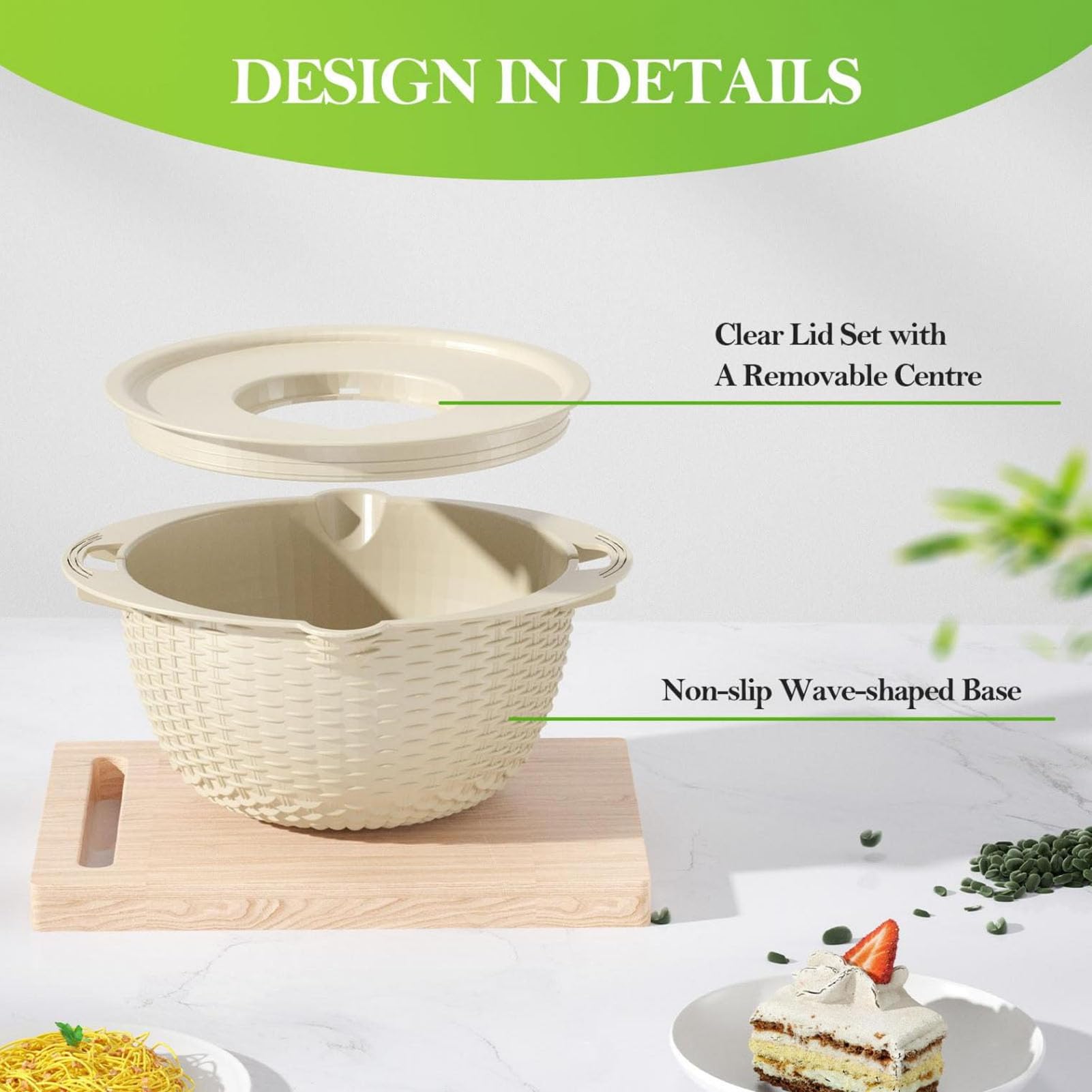 Set di Colini e Colapasta 4 in 1 con Ciotola per Cucina, Set di Colini e Colapasta per Alimenti con Strumenti per Affettare, Colino Rotante, Centrifuga per Insalata, Pulisci