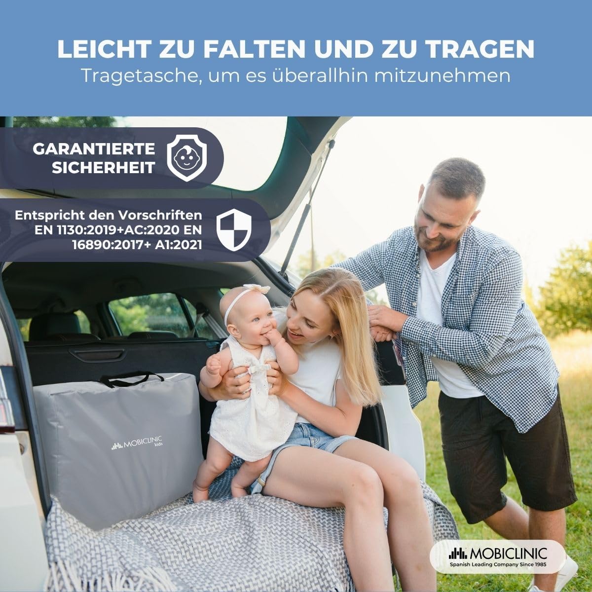 Mobiclinic Beistellbett Baby 2 in 1 mit Bettbefestigungssystem, 5-stufig verstellbar, inklusive Räder