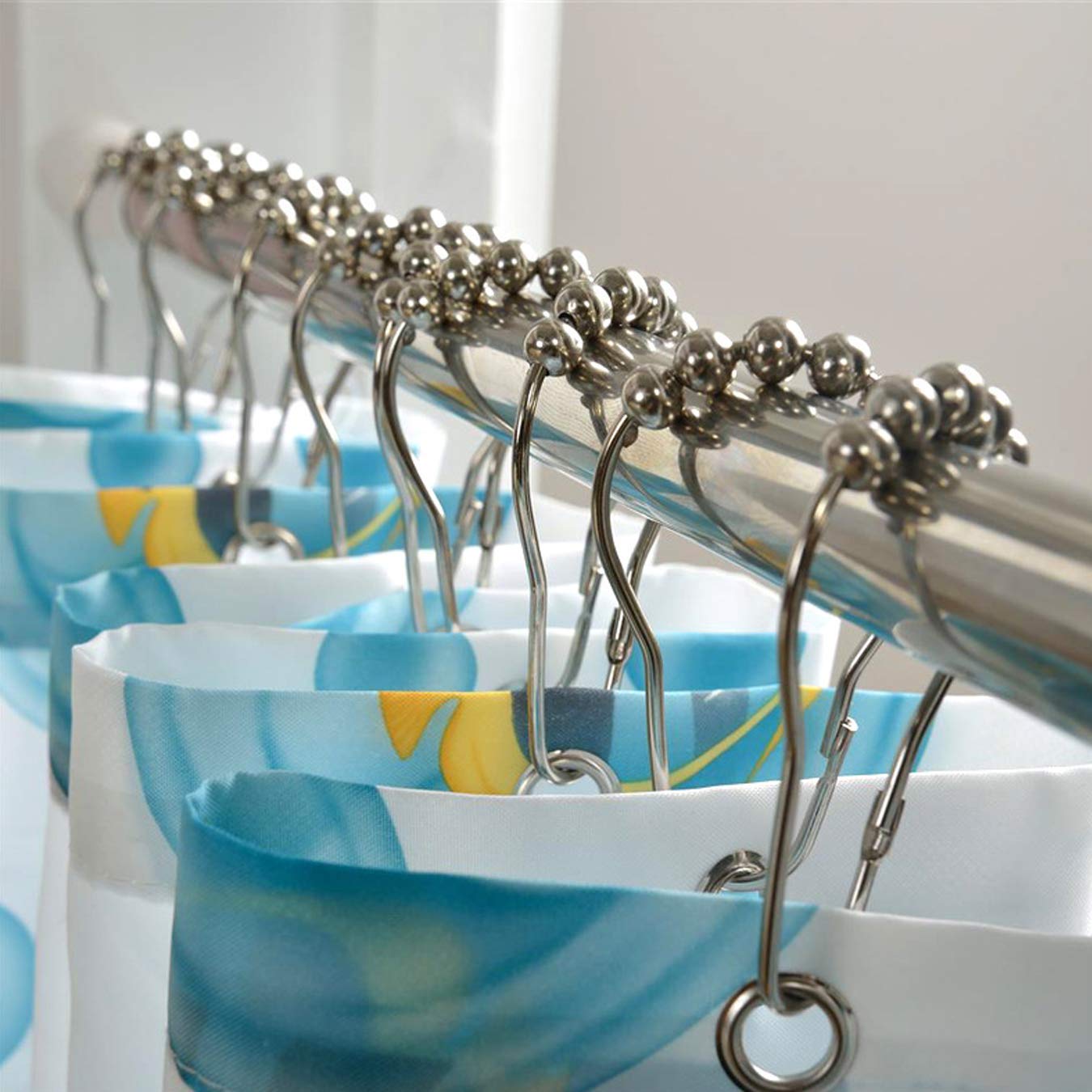 12Pcs Stainless Steel Shower Curtain Hooks Rings with Rustproof 304 Metal for Bathroom Shower Rod and Curtain