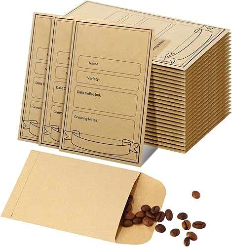 Sabary 100 sobres de semillas resellables de 3.15 x 4.72 pulgadas, sobres seguros de ahorro de sellos pequeños (marrón)