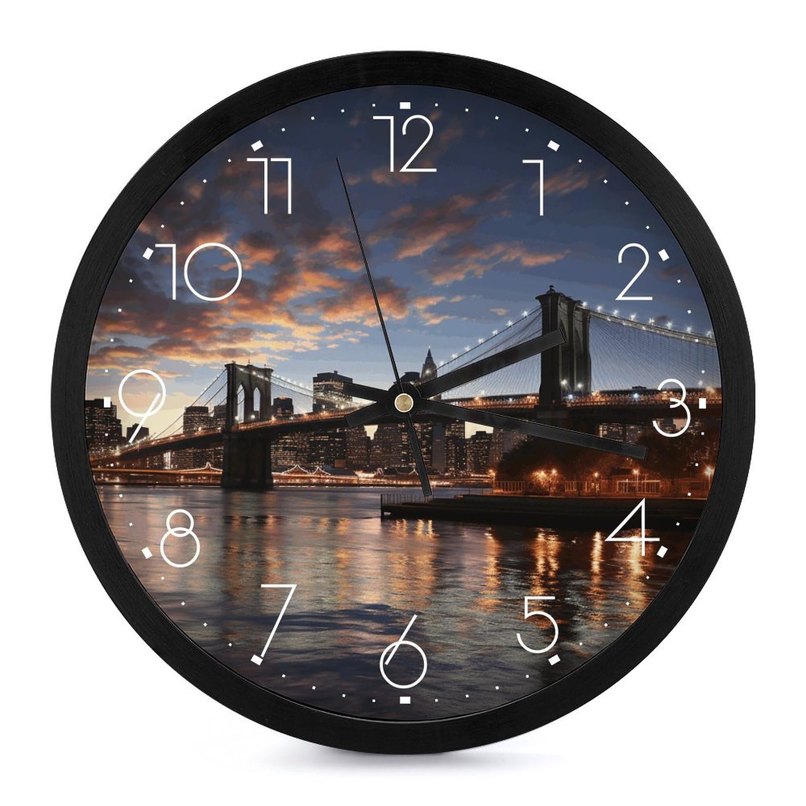 Horloge murale New York Bridge décorative pour salon et cuisine moderne