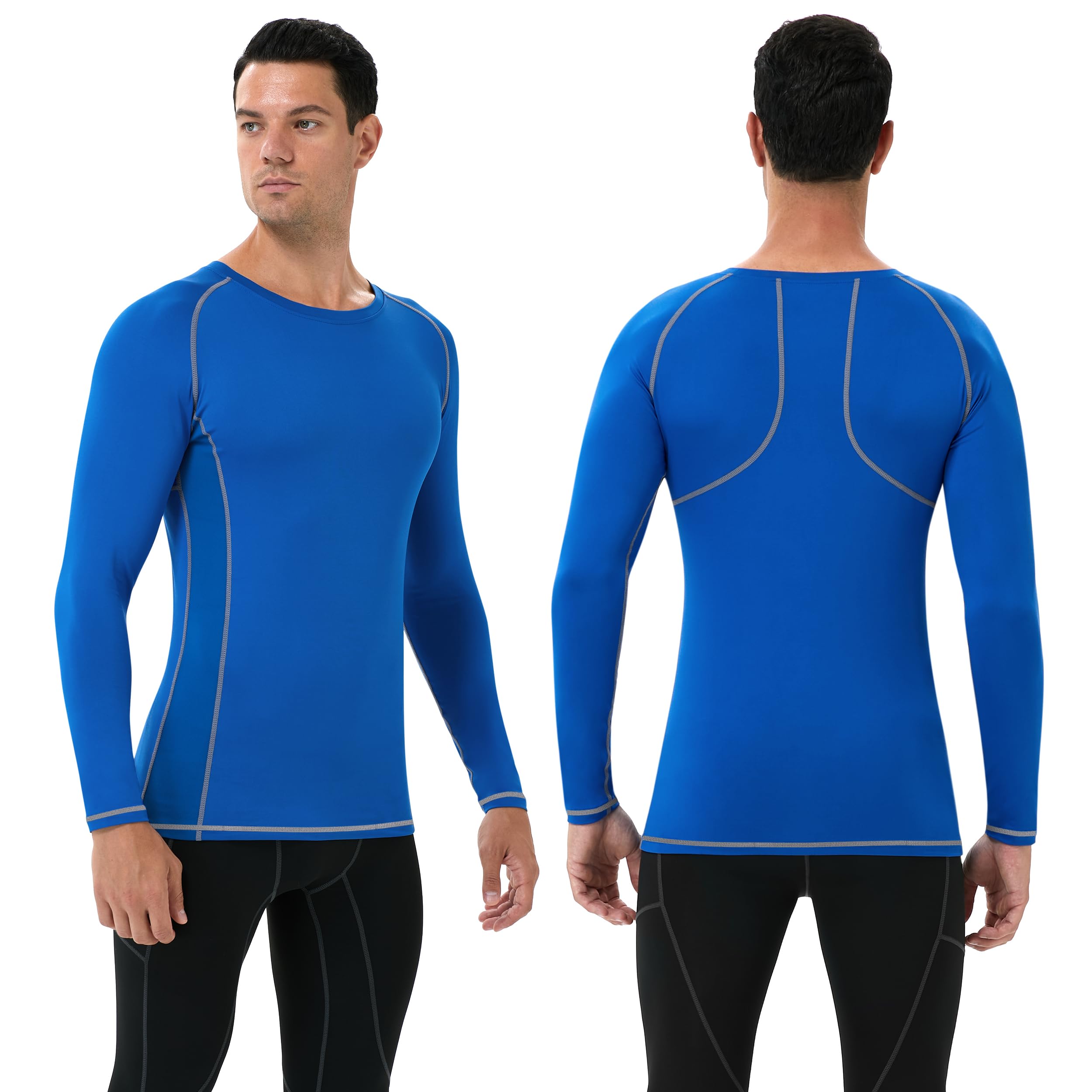 Runhit Camiseta de compresión de manga larga para hombre, camiseta de compresión atlética, capa base, camiseta de entrenamiento fresca y seca