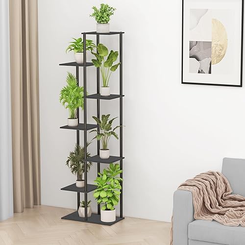 Miniatura 4 de Soporte para plantas de interior de 7 niveles y 8 macetas, estante de madera de metal para plantas, múltiples macetas de esquina para plantas,