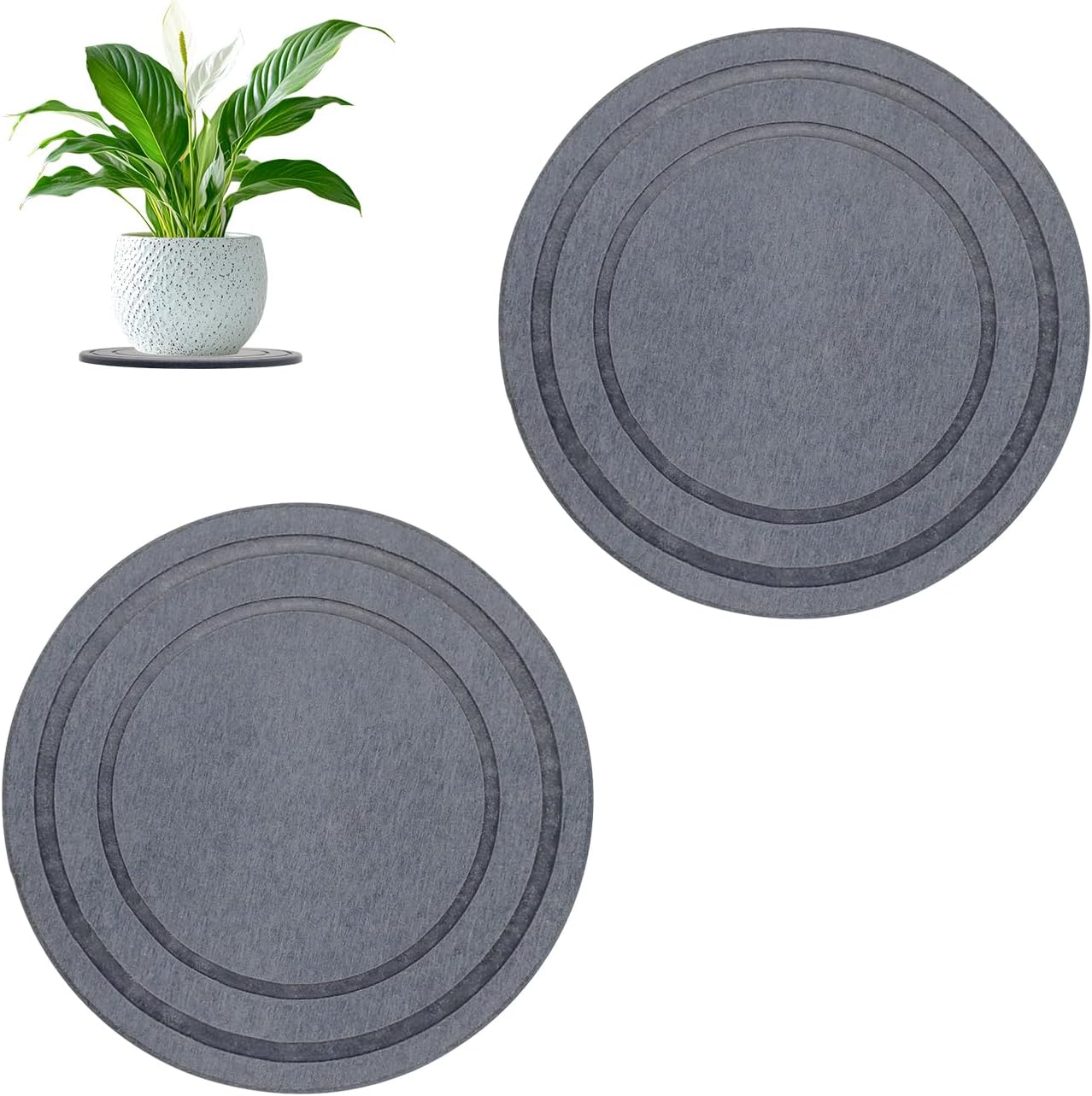 Diatomaceous Earth Plant Pot Saucers for Indoor & Outdoor, 2 Pack 6 inch, Round Plant Drip Trays, Plant Dish Pant Plate to Catch Water, Instant Drying Stone Drainage Tray