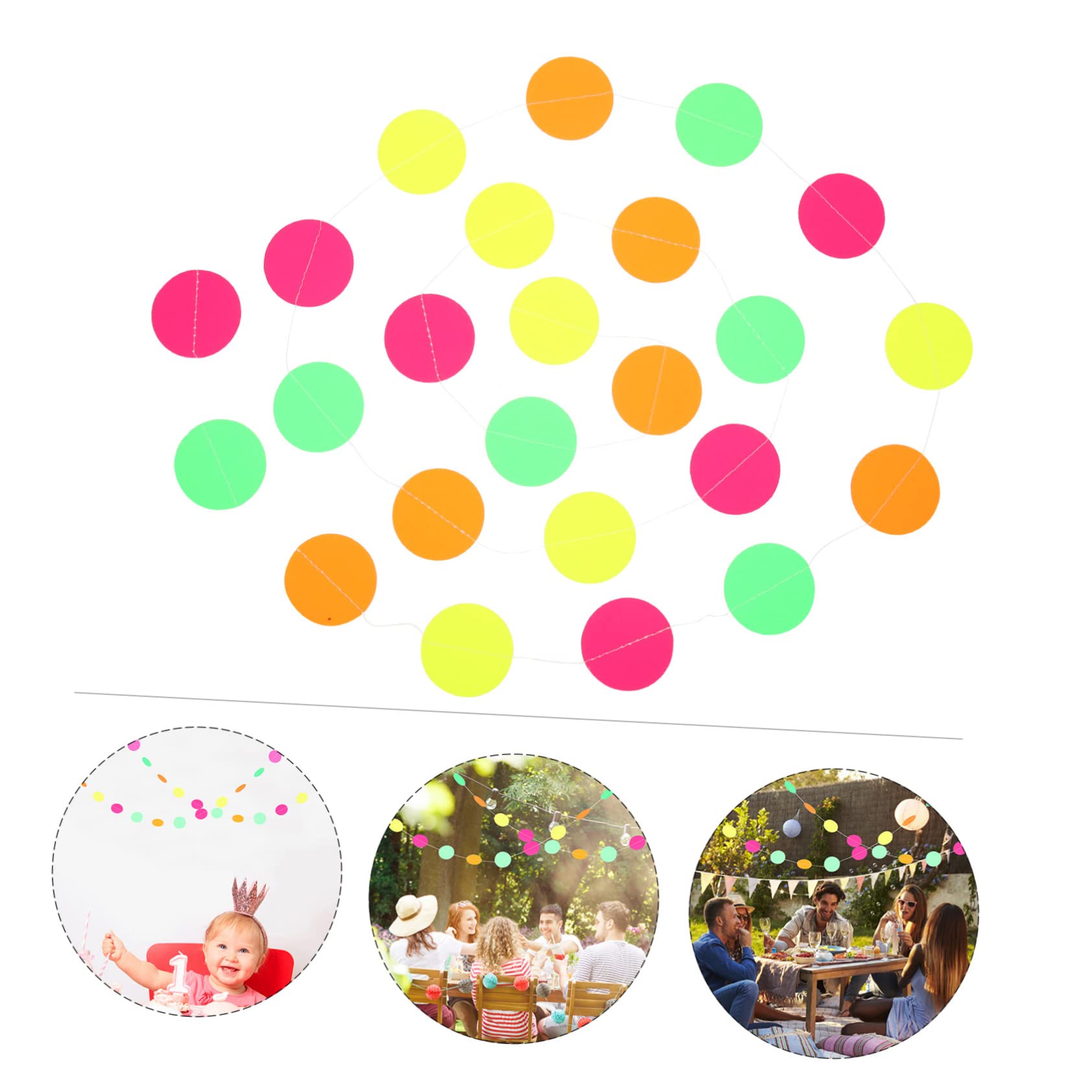 DECHOUS 16sätze Neon Papier Girlanden Mit Fransen Hängende Deko Für Neon-partys Geburtstagsfeiern Und Hochzeiten Lange Runde Leuchtende Papierstücke Für Foto-hintergründe Und