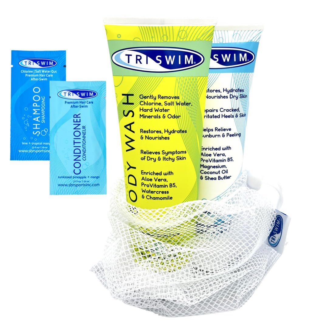 TRISWIM Body Care Gift Set | After Swim Body Wash and Lotion 8.5 fl oz Citrus-scented with Aloe Vera & Chamomile | Includes Shampoo & Conditioner Sample