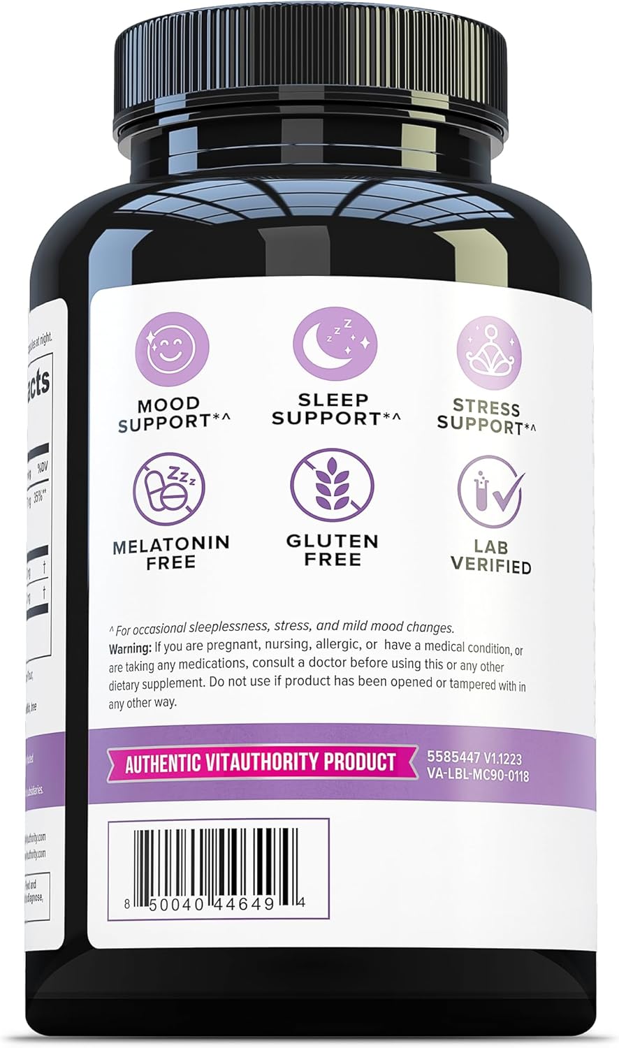 Vitauthority Magnesium L-Threonate Biglycenate Chelate Blend GABA and L-Theanine Sleep Support 90 Capsules 30 Servings