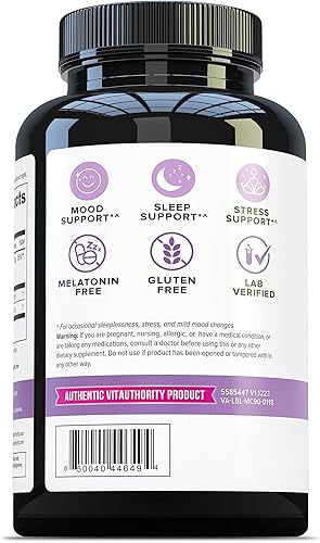 Miniatura 7 de Vitauthority Mezcla de quelato de biglicenato de L-treonato de magnesio GABA y L-teanina para dormir 90 cápsulas 30 porciones