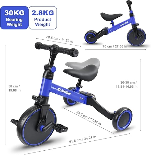 Miniatura 5 de Elantrip Bicicleta 5 en 1 para niños de 1 a 3 años, triciclo para niños pequeños, triciclo para niños, regalo y juguetes para niños y niñas,