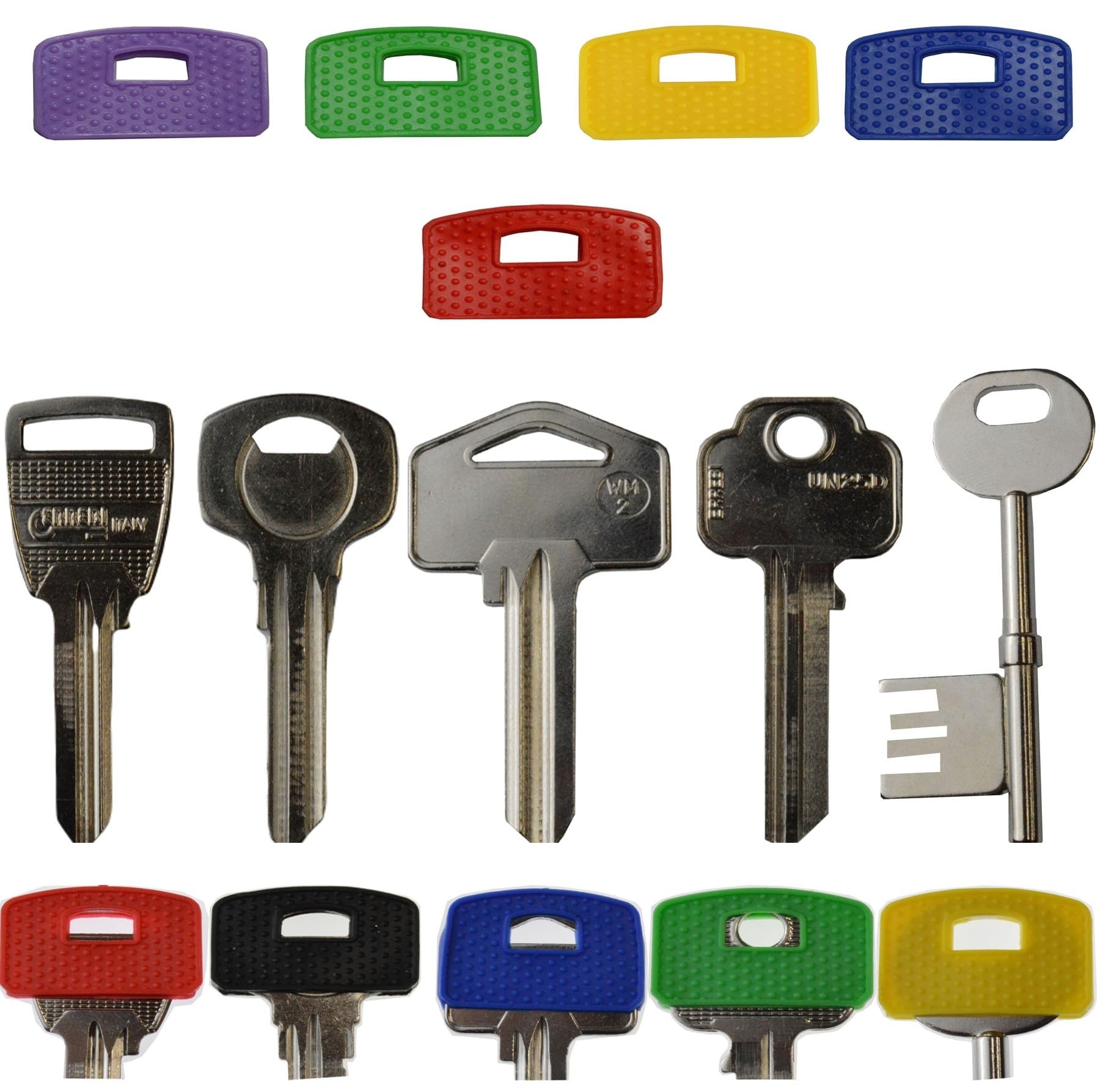 5Pcs Square Key Cover Cap - Large Key Covers Caps (25 to 30 mm) Coloured Square Key Caps - Yale Key Covers, Ideal as Key Identifiers, Markers, Toppers, Tags to Organise Your Keys (Rectangular X 5)