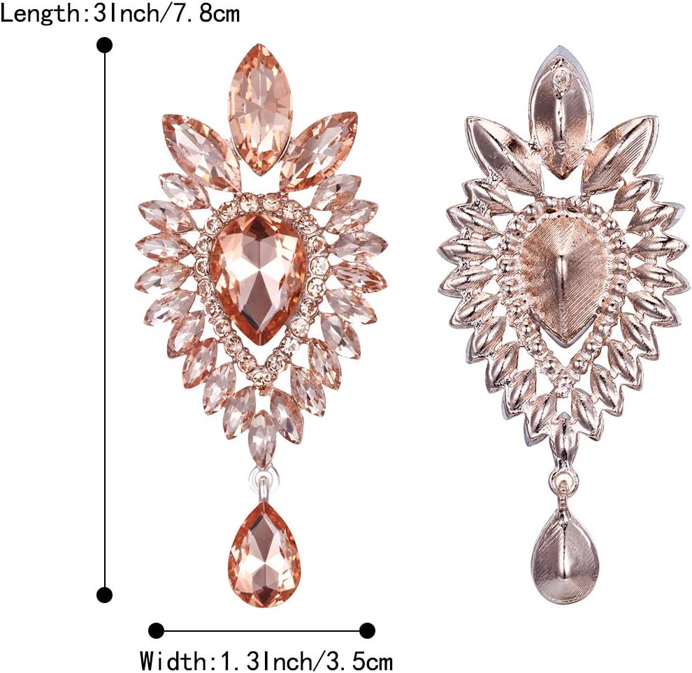 BriLove Women's Tribal Ethnic Crystal Teardrop Halo Chandelier Dangle Earrings - Image 4