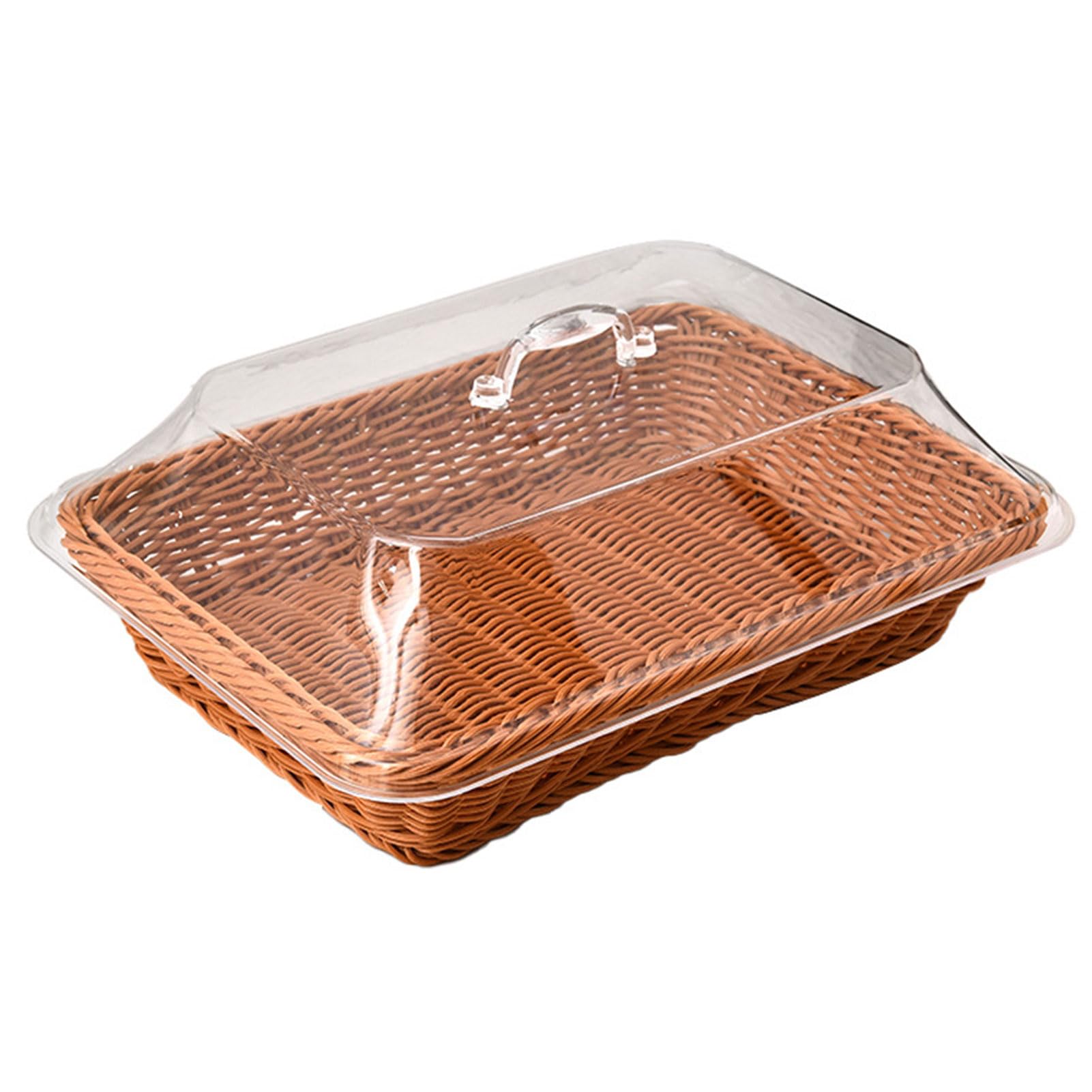 Cestino per il pane in rattan intrecciato con coperchio, cestino per servire pane, frutta, verdura, perfetto per cucina, ristorante e feste