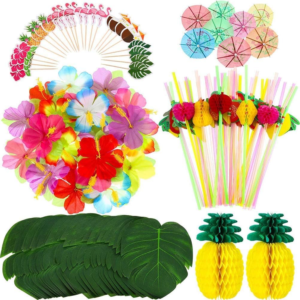 Hawaii Themed Table Supplies - 172 Pcs Tropical Leaf Party Decor Set - Elevate Your Summer Gatherings with Exotic Charm
