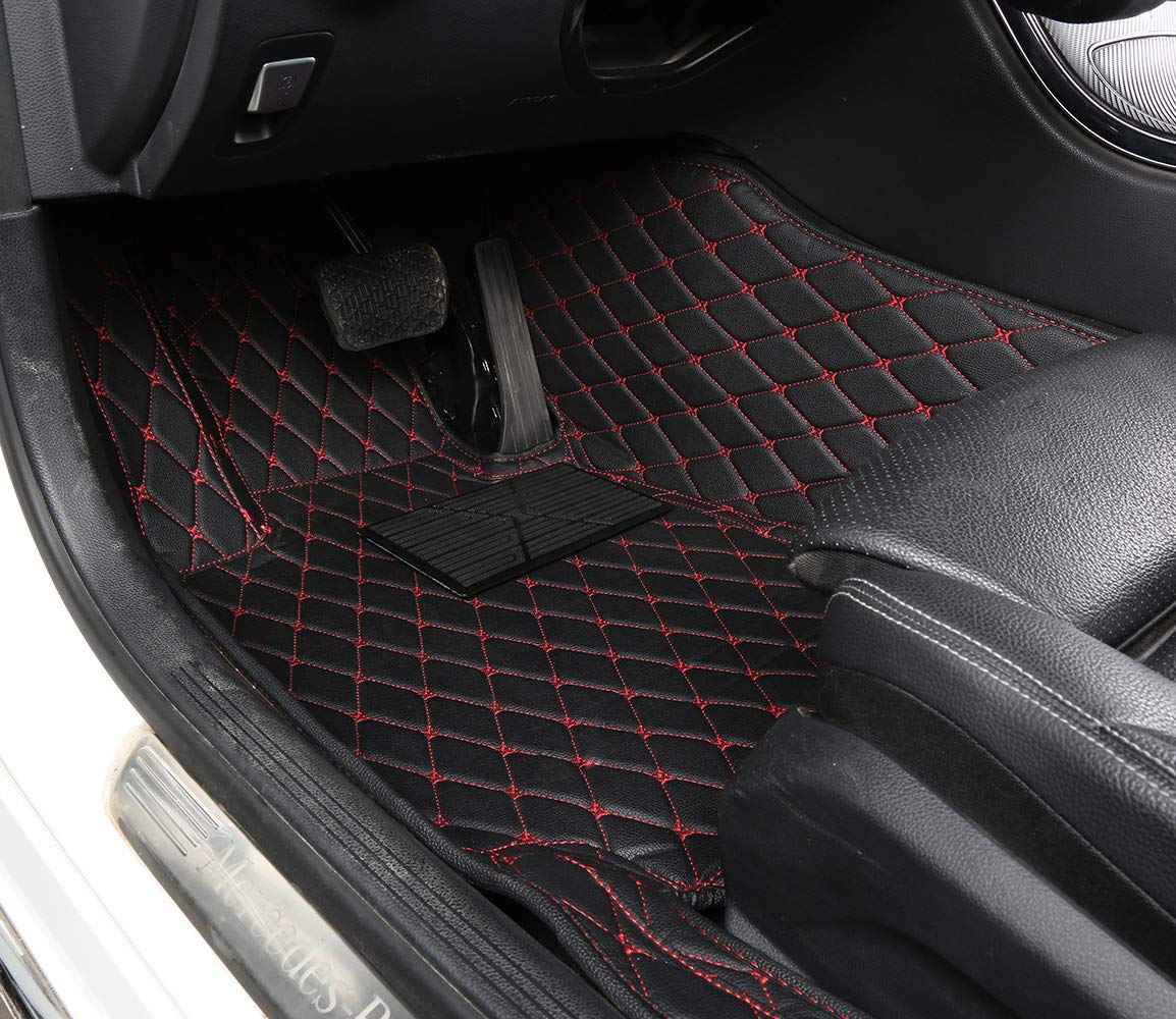 Fahrerseite Bodenmatte (Schwarz mit roten Nähten, Fahrerseitenmatte + Beifahrerseitenmatte vorne)