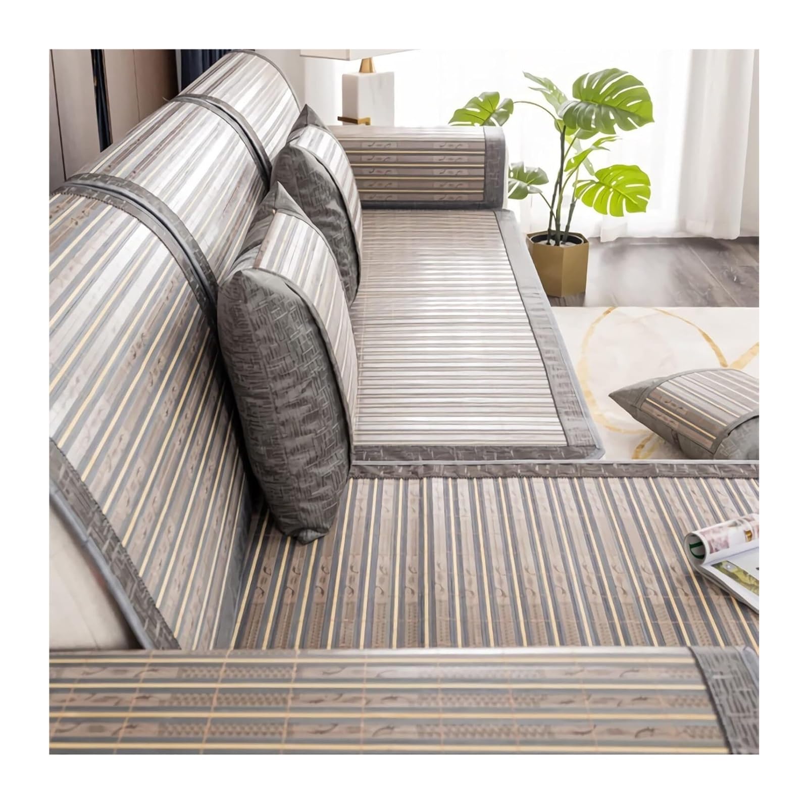 QCKNKMGG Cooling Bamboo Sofa Mat, Bamboo Sofa Mat, Cooling, Non-Slip, Breathable, Multiple Sizes(A,80 * 210cm)
