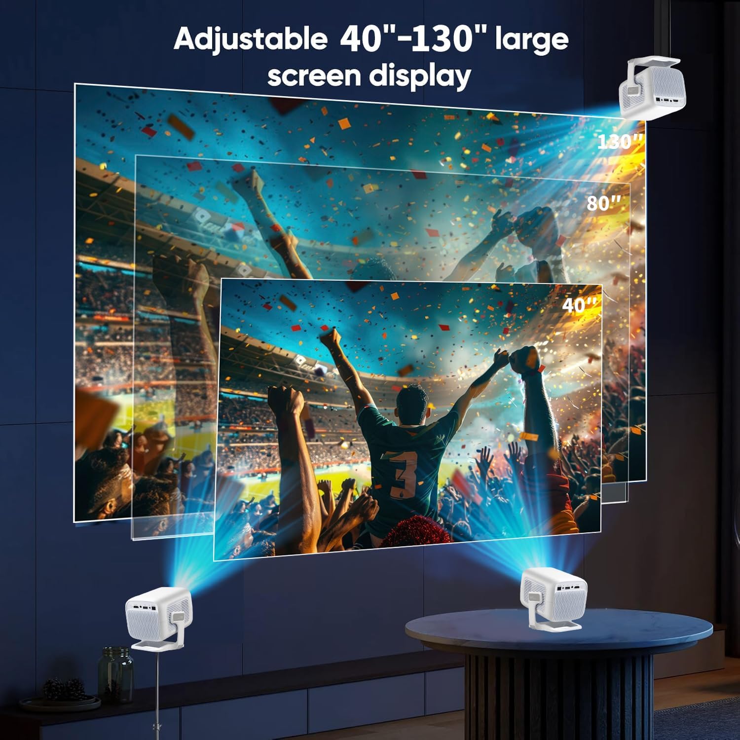 【SHORT THROW】Mini Portable Projector with WiFi 6 and Bluetooth 5.4 Smart Projector 1080P Support Movie Projector 4K Decode Built-in Android 11.0 for Home Theater Compatible for Smartphone/Laptop image 6 of 7 B0FC1SSDXW