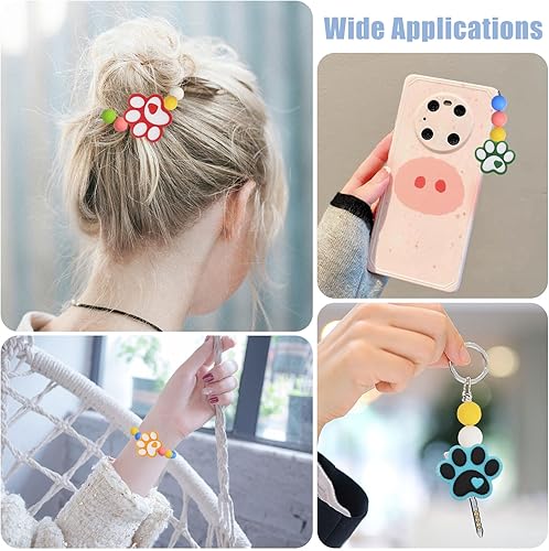 Miniatura 7 de CHGCRAFT 9 cuentas de silicona con diseño de pata de perro, diseño de pata de perro, cuentas espaciadoras para manualidades, collares, pulseras,