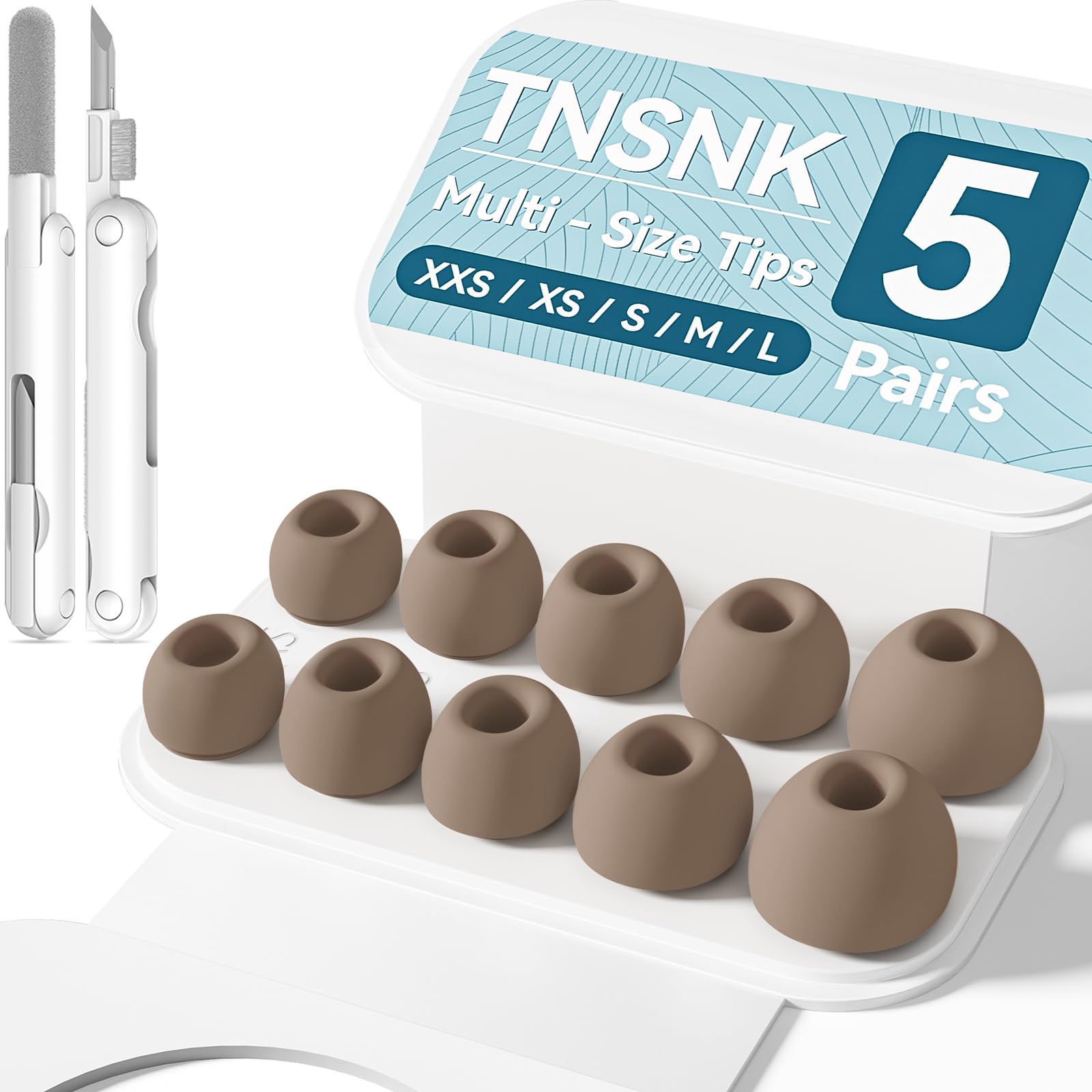 5 Pairs Replacement Ear Tips for AirPods Pro 3(Brown)