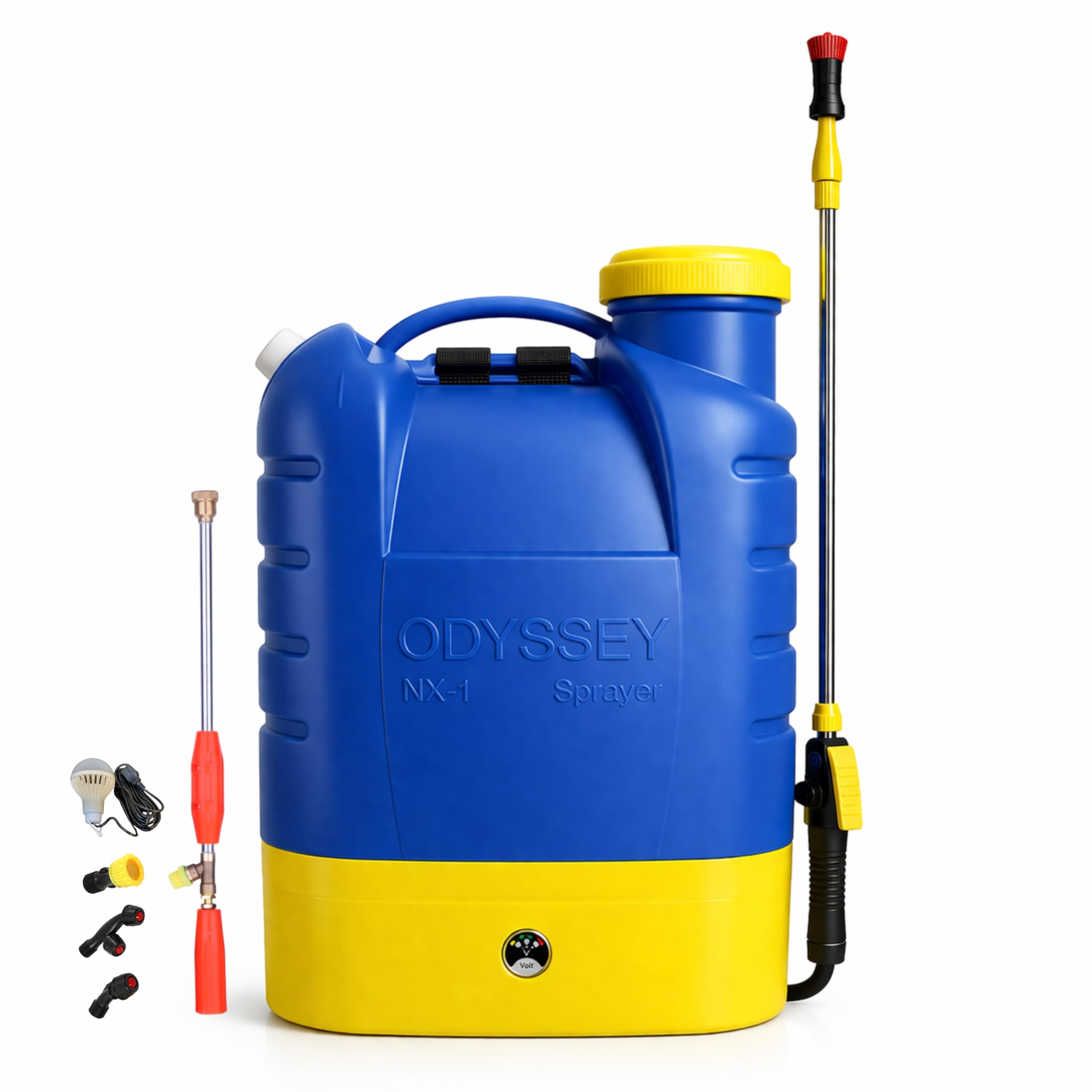 Odyssey Sprayer Battery Sprayer (16 Lt) | 12V X 8Ah Battery | Free Spray Gun & LED Bulb | Heavy Duty Plastic Tank | High-Pressure Pump | 4 Nozzles | for Agriculture, Farming, Gardening & Pest Control-image-16