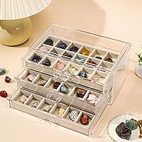 Vista 6 de Acrylic Rock Collection - Vitrina con 54 compartimentos de almacenamiento de rejillas, cajas de colección de rocas, organizador de exhibición