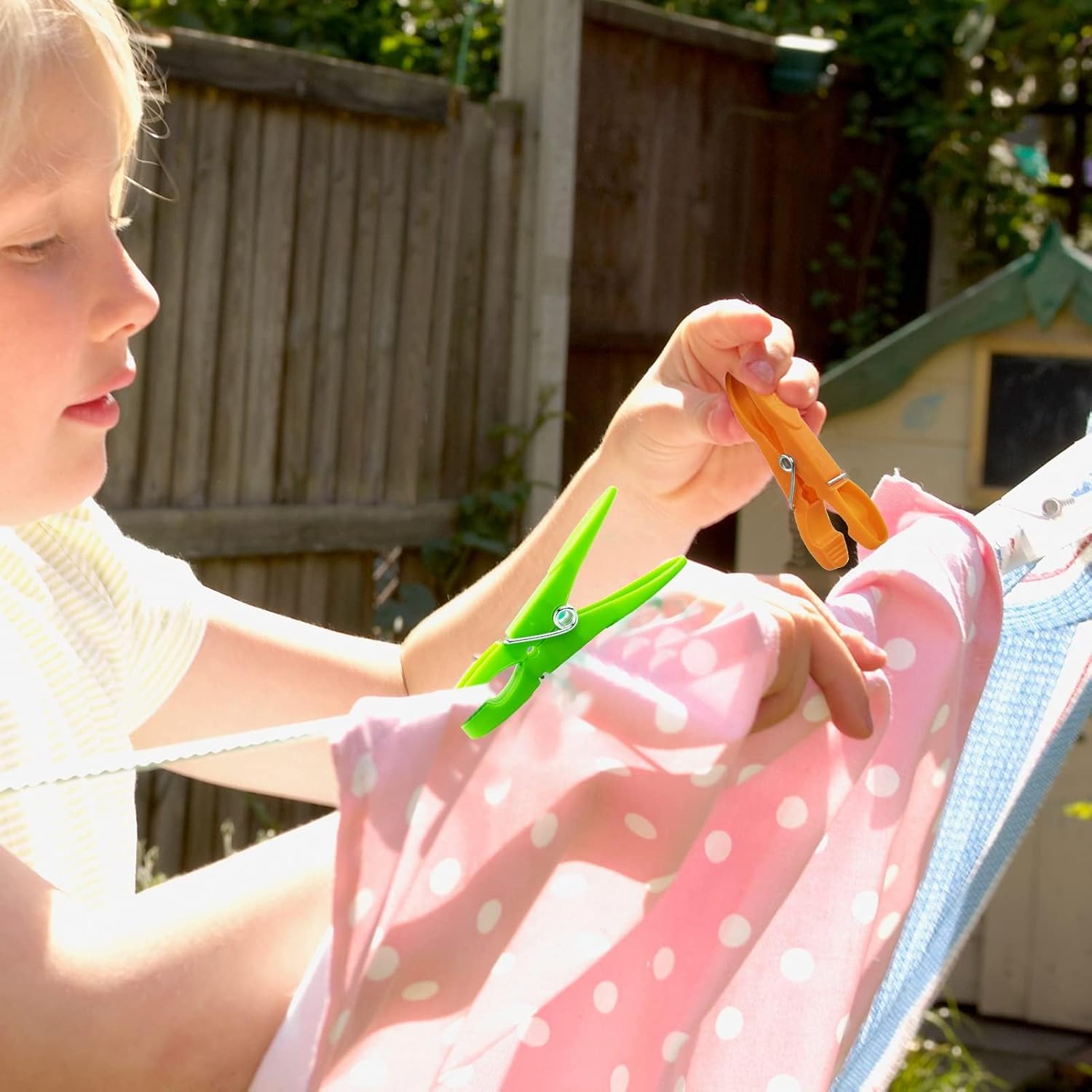 24 Pack Heavy Duty Plastic Clothespins - Strong Grip Laundry Clips for Clothes, Towels & Blankets, Durable Drying Essentials