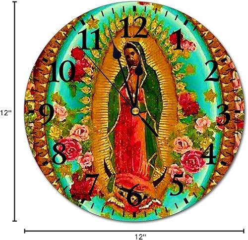 Miniatura 3 de Reloj de pared decorativo divertido Nuestra Señora Guadalupe Mexicana Santa Virgen María reloj de pared redondo silencioso sin tictac para oficina