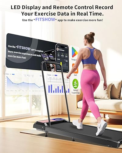 Miniatura 6 de Caminar con almohadilla inclinada y barra de mango, mini máquina para caminar 3 en 1, caminadora de bajo ruido de 2.5 HP para el hogar con control