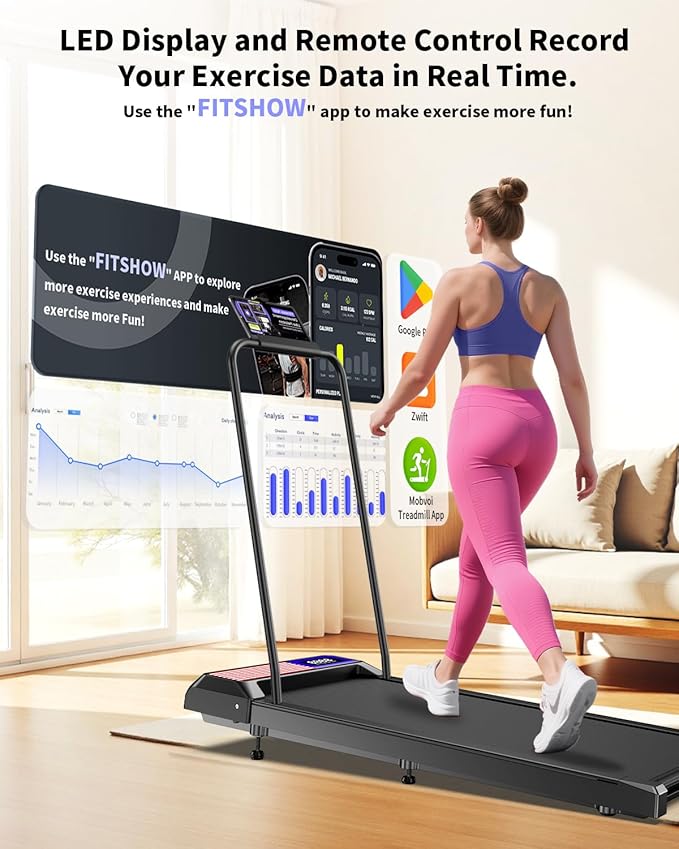 Caminadora Eléctrica Portátil con Inclinación y Barra - Rojo Azul miniatura 5