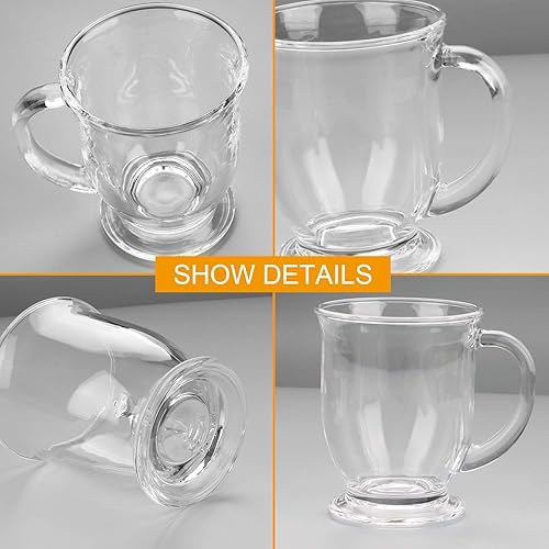 Miniatura 4 de Tazas de café de vidrio de 15 onzas / 15.2 fl oz, tazas de café transparentes con asas, perfectas para café con leche, capuchino, café expreso, té y