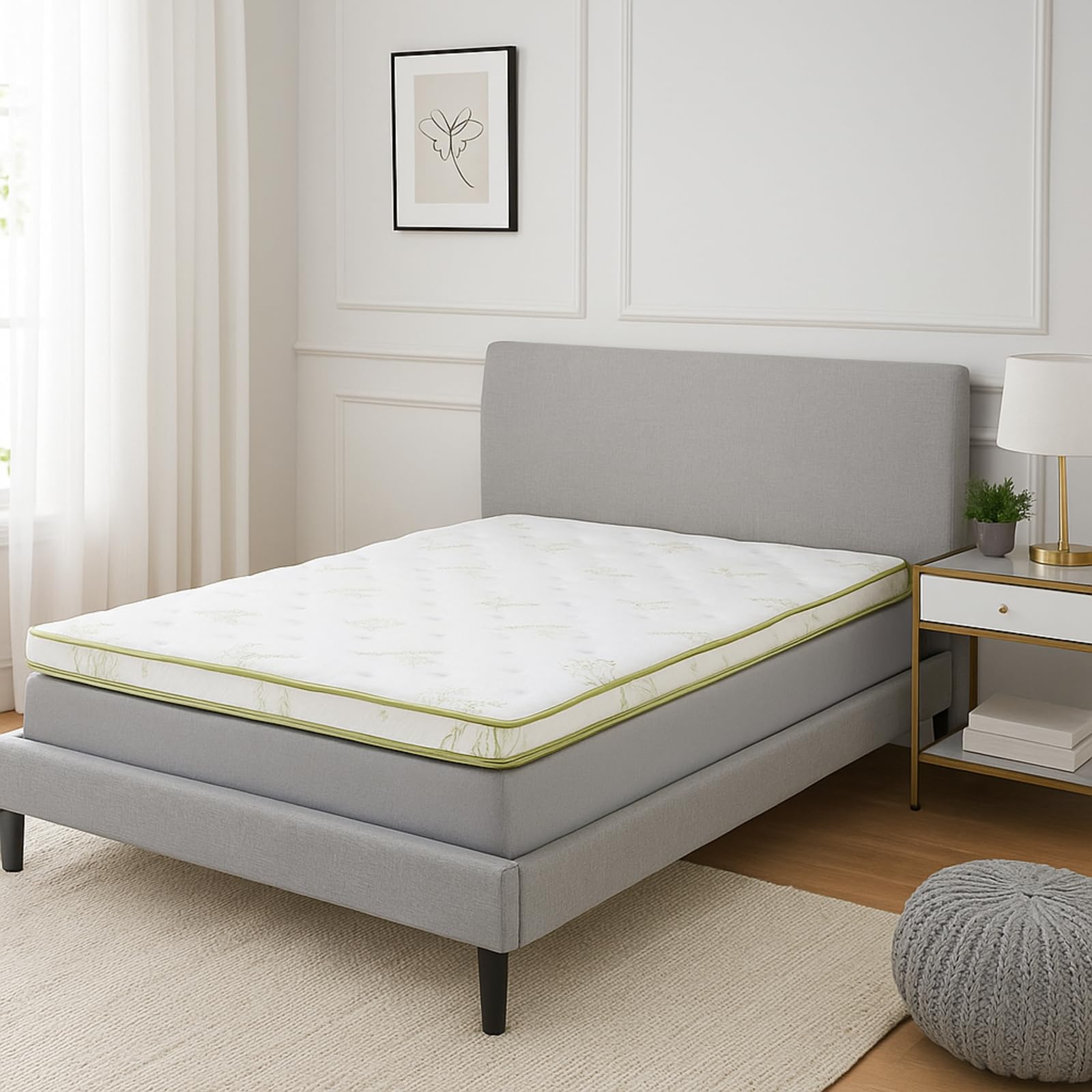SAMPUR - Surmatelas Bamboo Zen : Mémoire de Forme | Soutien mi-Ferme | Accueil Tonique | 8 cm d'épaisseur | 140/190 cm