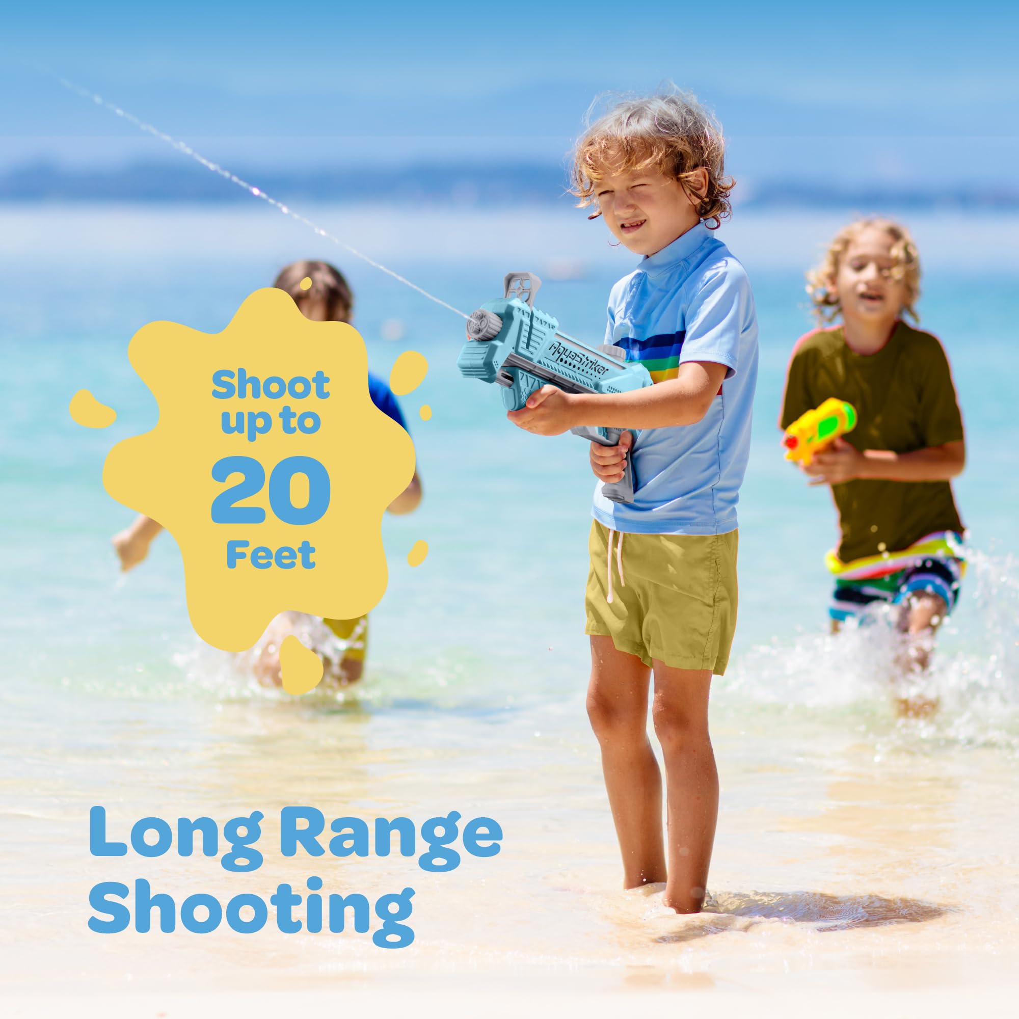 ArtCreativity AquaStriker Water Blaster - 1 Piece - Water Guns for Kids and Adults with 180 Degree Shooting - Powerful Water Gun with 10 Foot Range - Squirt Gun for Pool, Backyard, and Beach Fun