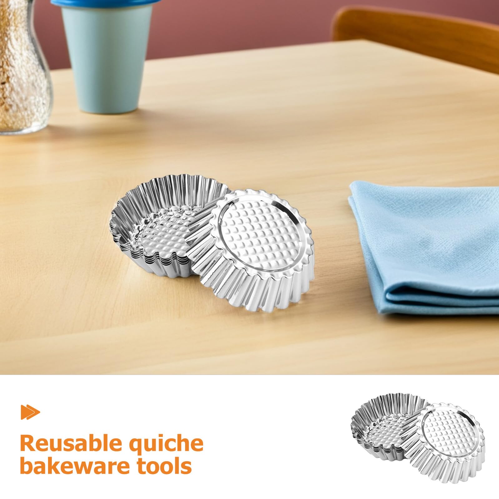20 piezas Moldes Mini Tartaletas Acero Inoxidable Antiadherente Reutilizables para Hornear Tartas Pequeñas Muffins y Pasteles Fácil Desmoldar y Limpiar