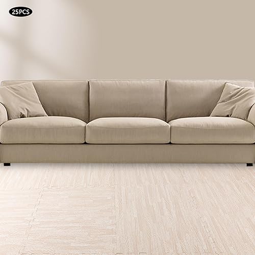 Miniatura 2 de Azulejos de espuma estampada de 0.4 pulgadas de grosor, tapete de espuma de retazos, 24 x 24 pulgadas, 25 piezas, suelo protector de estilo grano de