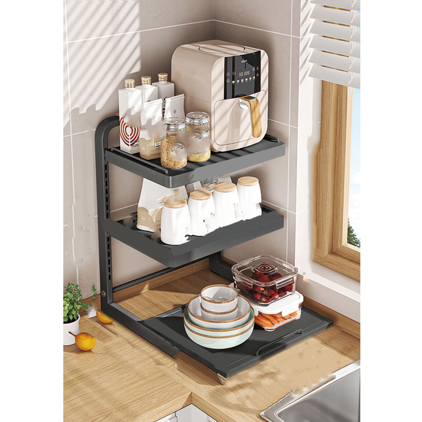 Amazon.co.jp: CZLZY レンジ上 ラック レンジ台 トースター ラック 高