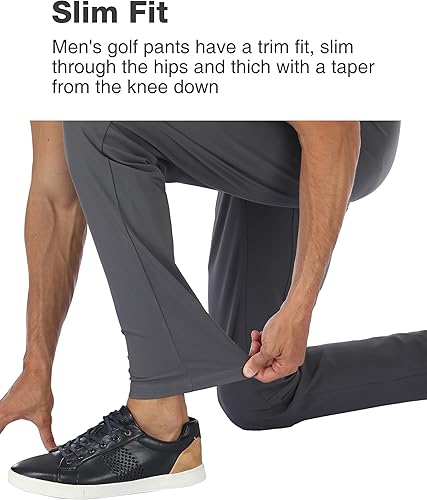 Miniatura 6 de PULI Pantalones de Golf para Hombre Elásticos de Corte Clásico Elegantes Casuales para Trabajo Senderismo Cónicos Impermeables con Bolsillos