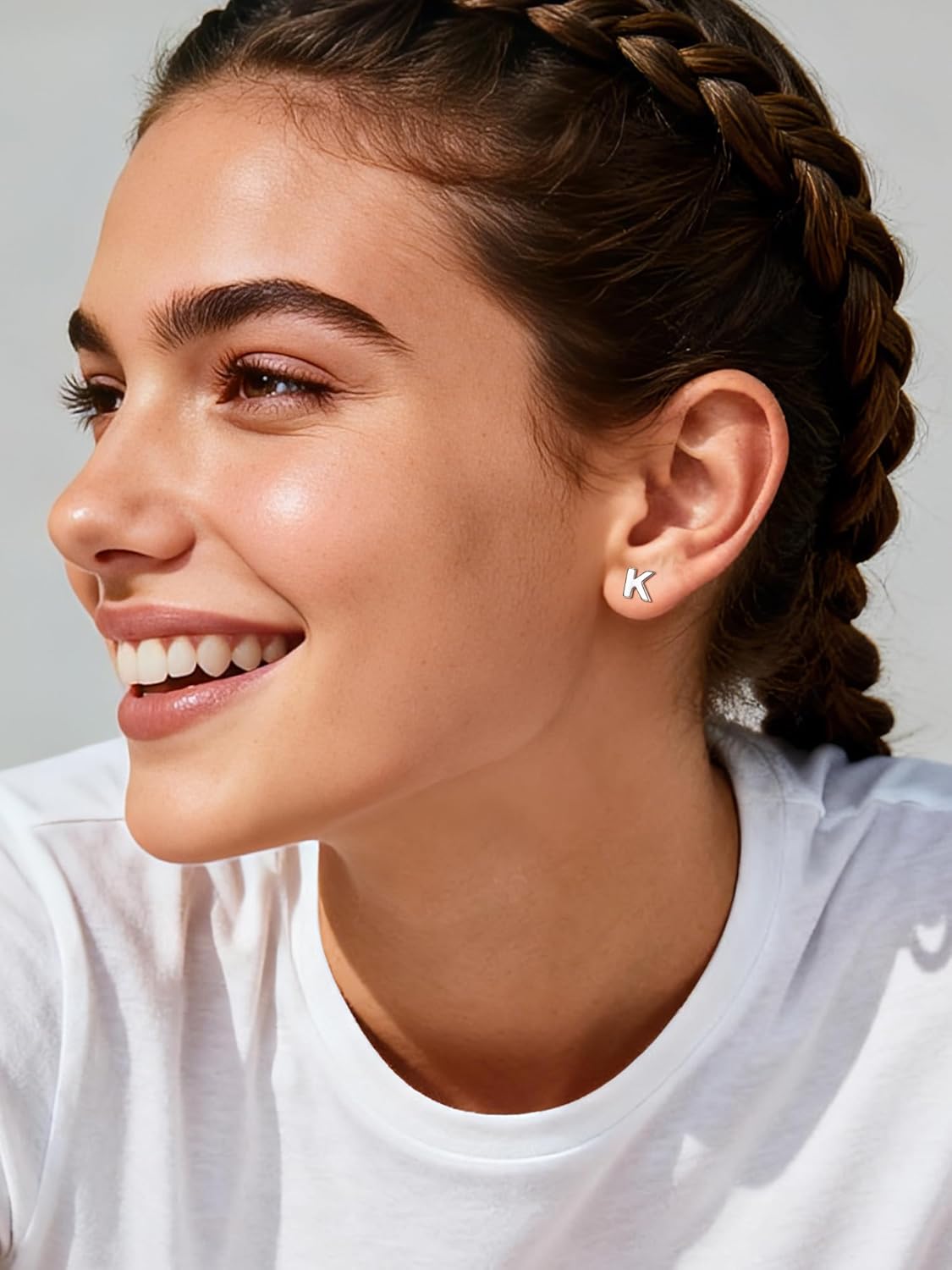 ChicSilver Hypoallergenic 925 Sterling Silver Stud Earrings Simple Tiny Initial Letter A-Z Studs for Women Sensitive Ears - Image 7
