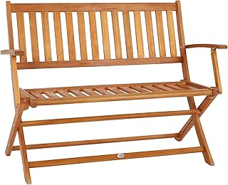 Casaria® Gartenbank Sitzbank Wetterfest Holz Klappbar FSC®-Zertifiziert 320kg Belastbarkeit Armlehne Rückenlehne 2-Sitzer 120x60cm Garten Balkon Bank Eukalyptus