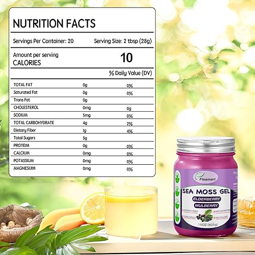 Miniatura 6 de Gel de musgo marino Gel natural de musgo marino irlandés silvestre sin OMG, sabor a saúco, 15 onzas