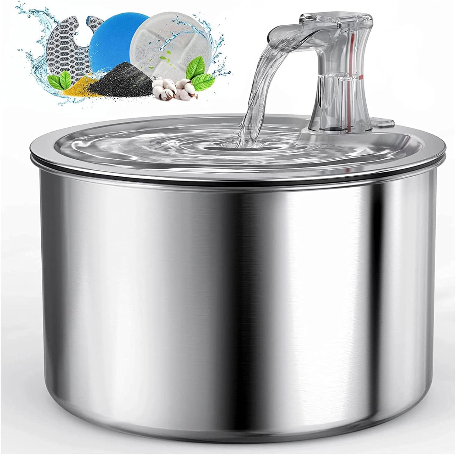 Danutsity Kitty Spout Cat Water Fountain, Stainless Steel Cat Fountain