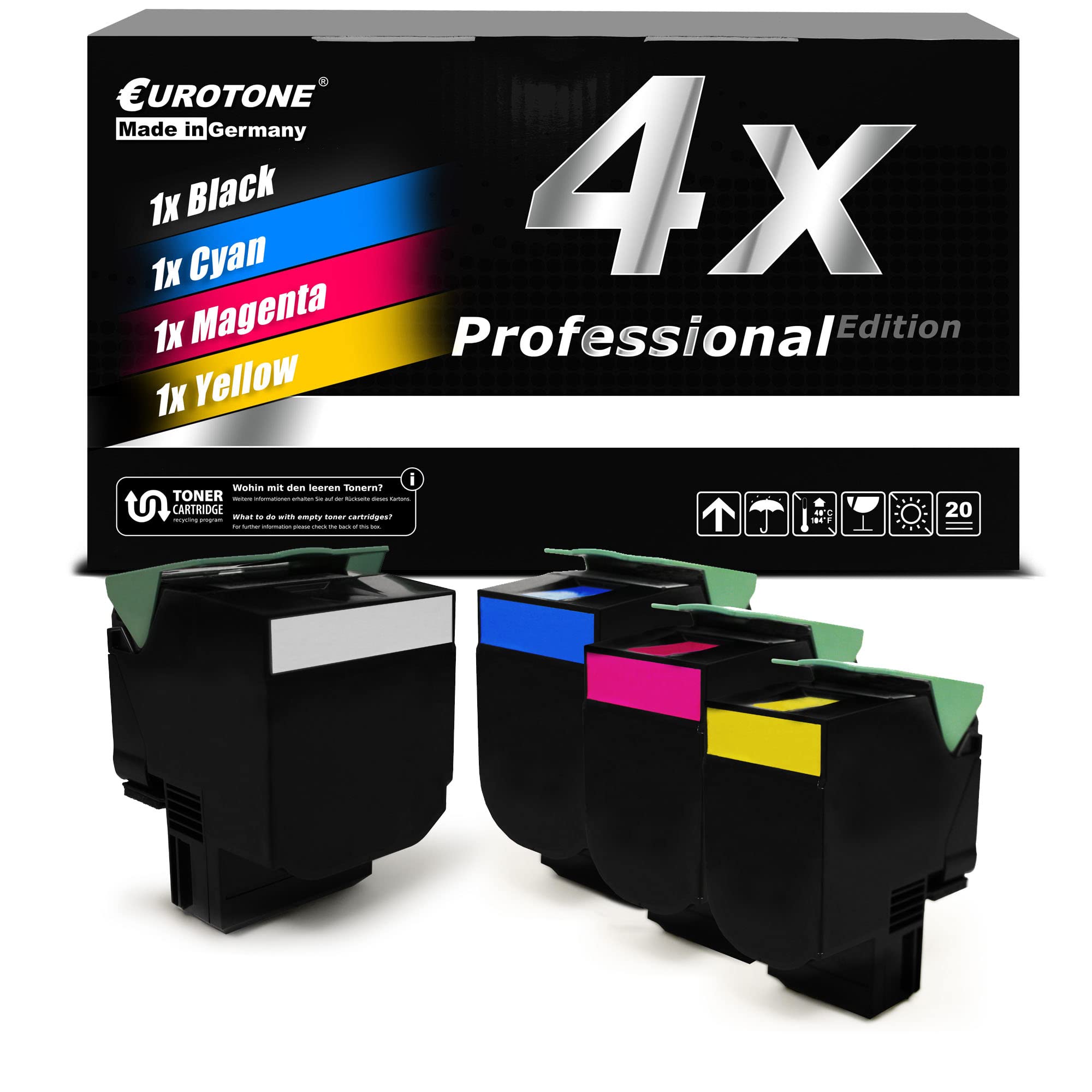 Toner Lexmark MC2535 MC2640 compatible pack XXL haute capacité pour impression CMJN nette - 6
