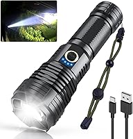 Vista 1 de Linternas recargables de 10000 luces de flash de alto lúmenes, linterna LED súper brillante, 5 modos, zoomable, IPX6 impermeable, linterna táctica