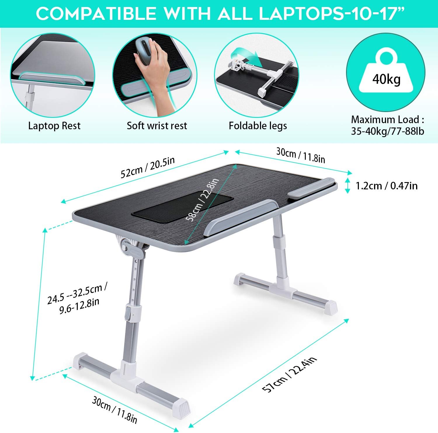 Best Cyber Monday 🔥 Laptop Table Stand Desk, iSeekerkit Adjustable Laptop Bed Tray Table, Portable Stand Desk with Cooling Fan, Foldable Lap Table Tiltable Notebook Desk Compatible for Bed Sofa Couch Floor -Black Best Cyber Monday 🔥 Laptop Table Stand Desk, iSeekerkit Adjustable Laptop Bed Tray Table, Portable Stand Desk with Cooling Fan, Foldable Lap Table Tiltable Notebook Desk Compatible for Bed Sofa Couch Floor -Black