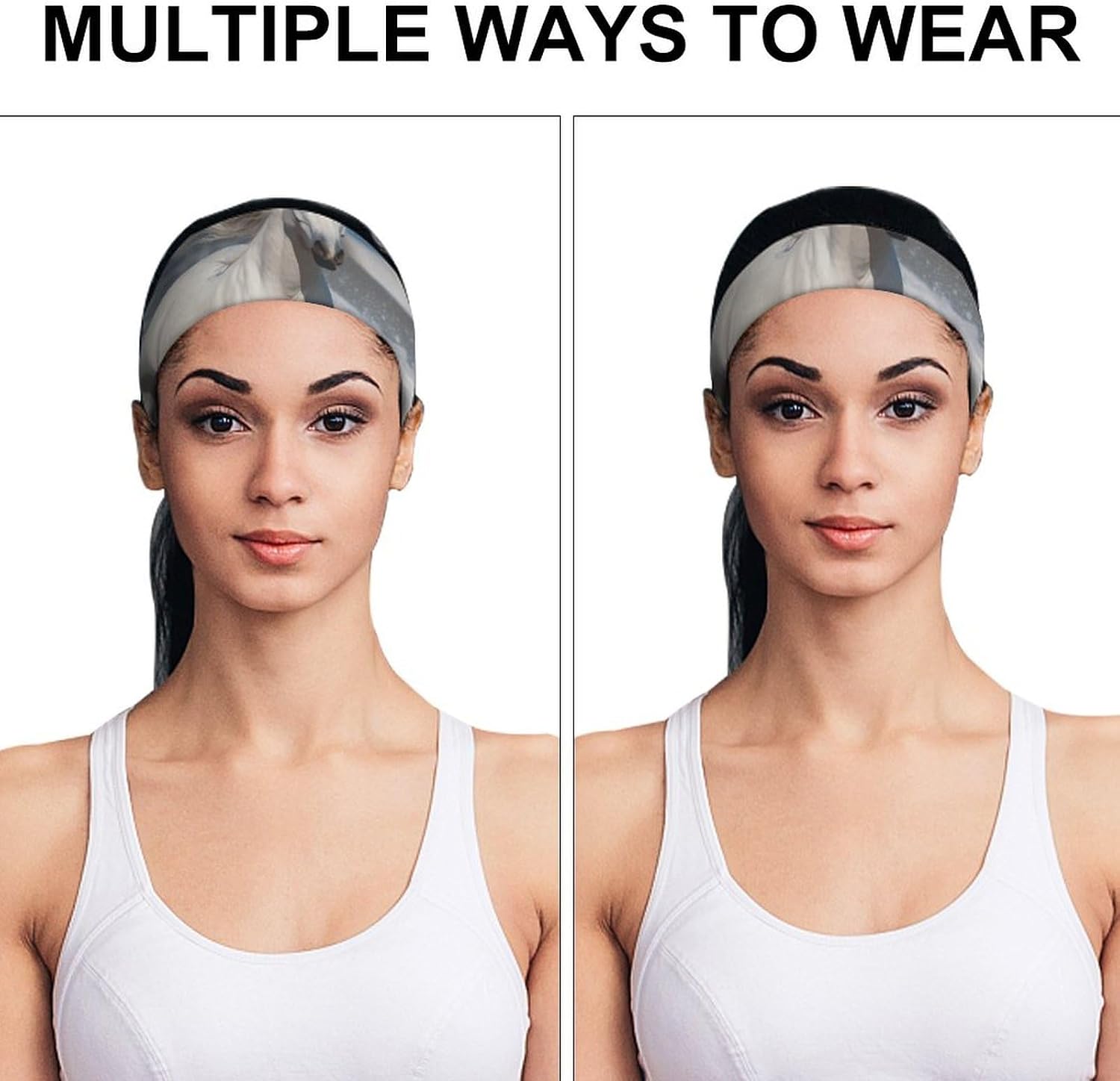 White Horse Sports Headbands for Men, Breathable Hair Bands for Women, Moisture Wicking Athletic Sweatband, Personalized Wristband for Running, Gym, Workout